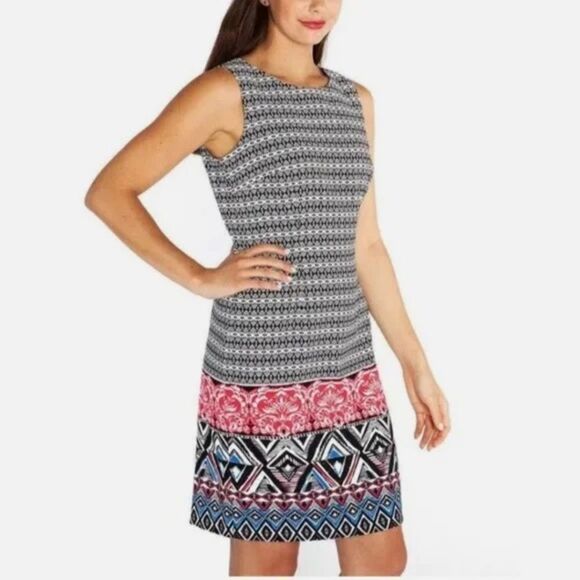 NWT MARIO SERRANI ITALY Women's shift dress, black/white pattern Sz 8 - Picture 1 of 6